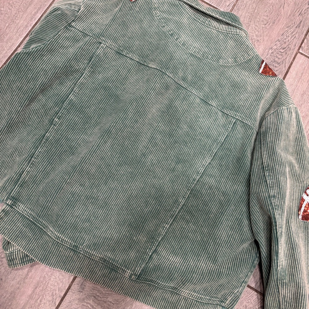 Sequined corduroy football jacket Size Large 100% Cotton - Picture 9 of 9